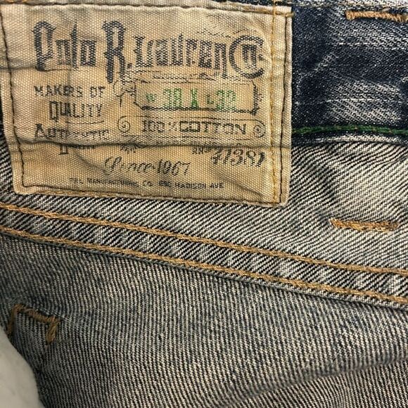 POLO RALPH LAUREN denim blue jeans button fly 38X32 38 X 32 - Picture 5 of 9